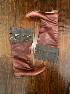 Miss Sixty Vintage Brown Leather Knee-High Boots with Fold-Over Cuffs 37